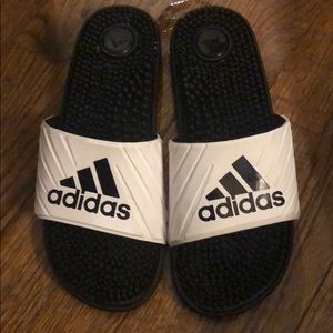 Adidas slides black and white